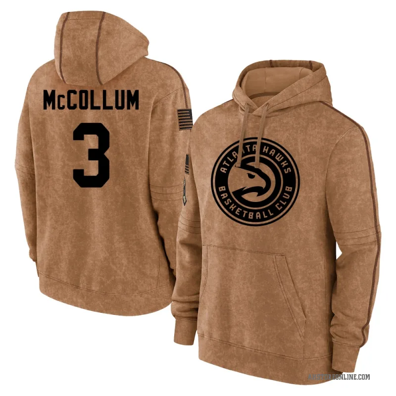CJ McCollum Men's Brown Atlanta Hawks 2023 Salute to Service Club Pullover Hoodie
