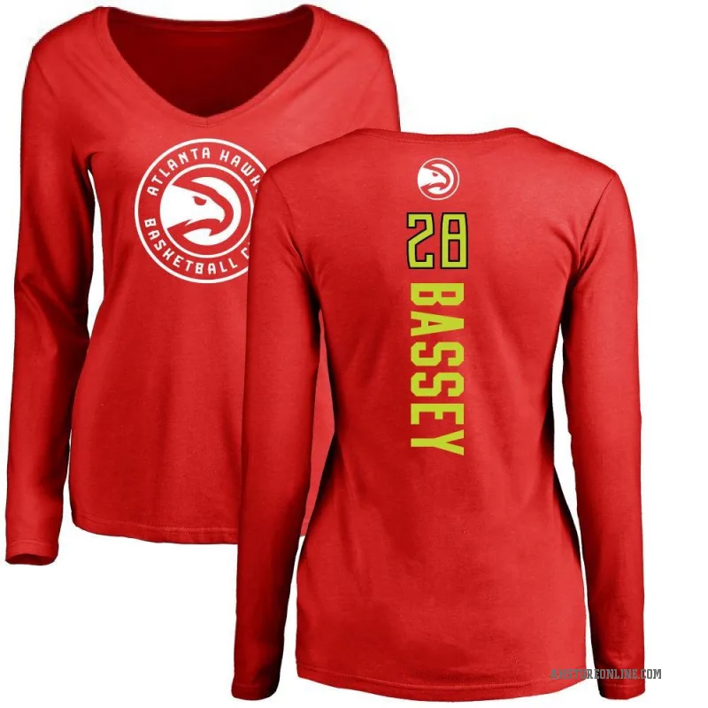 Charles Bassey Women's Red Atlanta Hawks Backer Long Sleeve T-Shirt