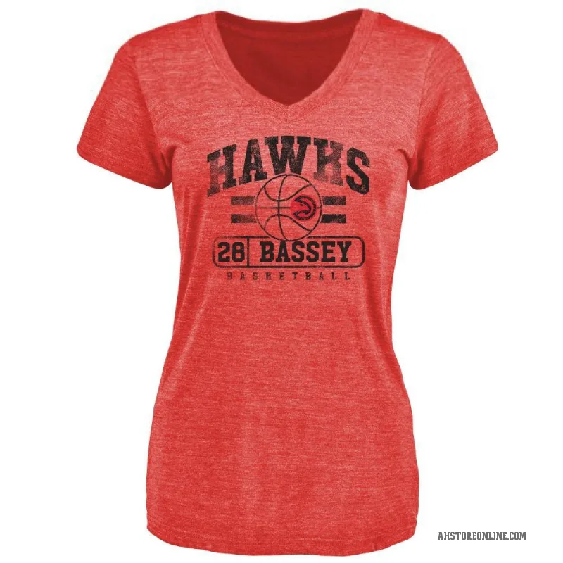 Charles Bassey Women's Red Atlanta Hawks Baseline T-Shirt