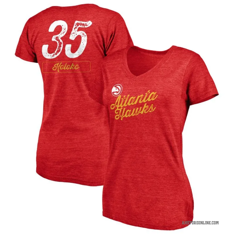 Christian Koloko Women's Red Atlanta Hawks Sideline V-Neck T-Shirt
