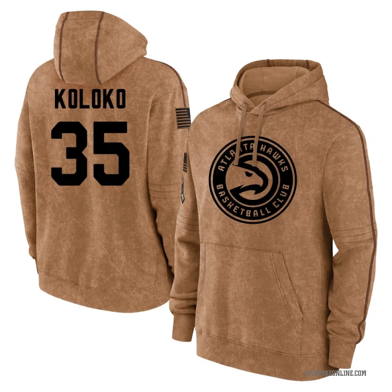 Christian Koloko Youth Brown Atlanta Hawks 2023 Salute to Service Club Pullover Hoodie