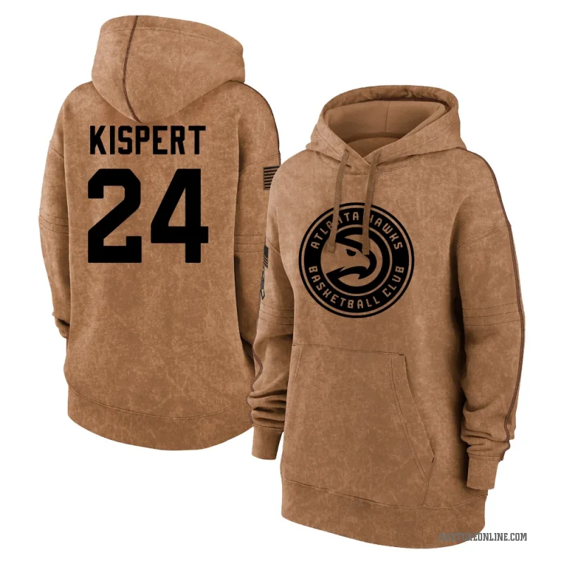 Corey Kispert Women's Brown Atlanta Hawks 2023 Salute to Service Pullover Hoodie