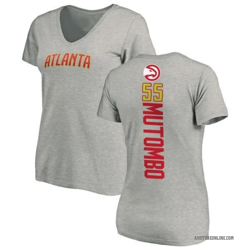 Dikembe Mutombo Women's Atlanta Hawks Ash Backer T-Shirt