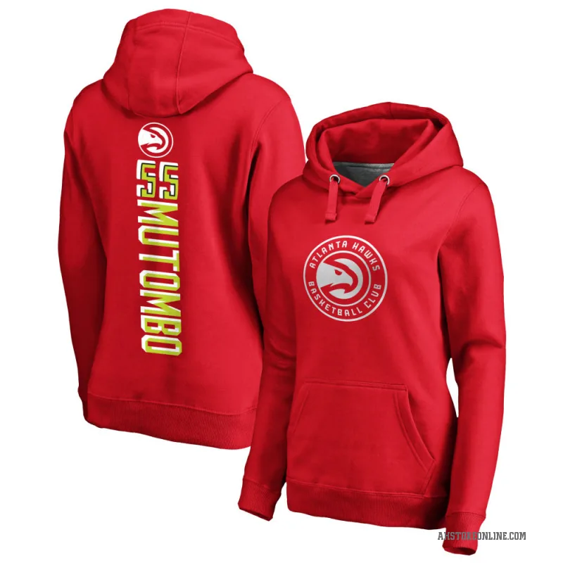 Dikembe Mutombo Women's Red Atlanta Hawks Branded Backer Pullover Hoodie