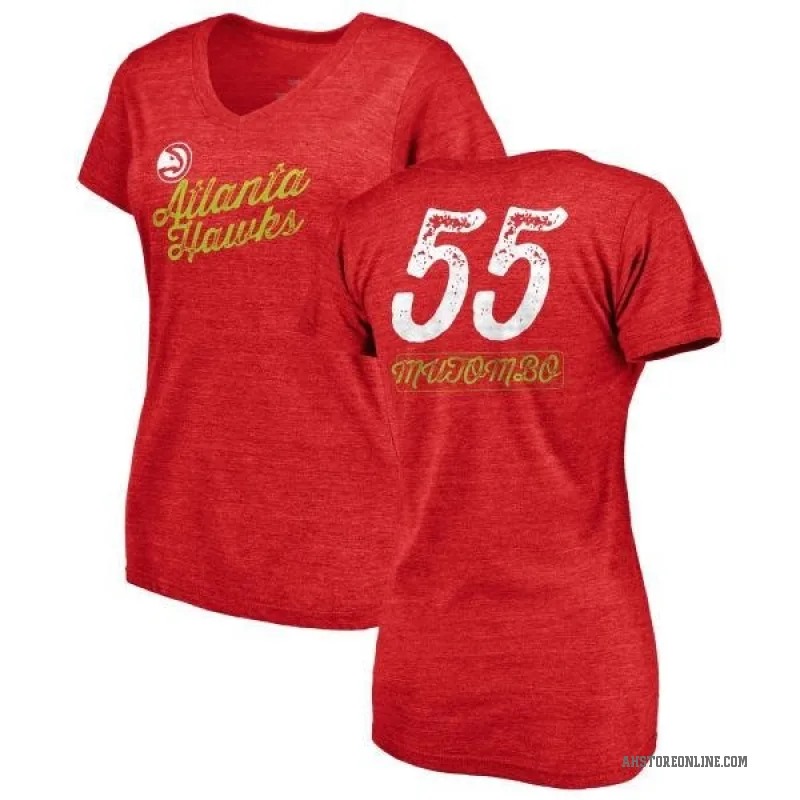 Dikembe Mutombo Women's Red Atlanta Hawks Sideline V-Neck T-Shirt