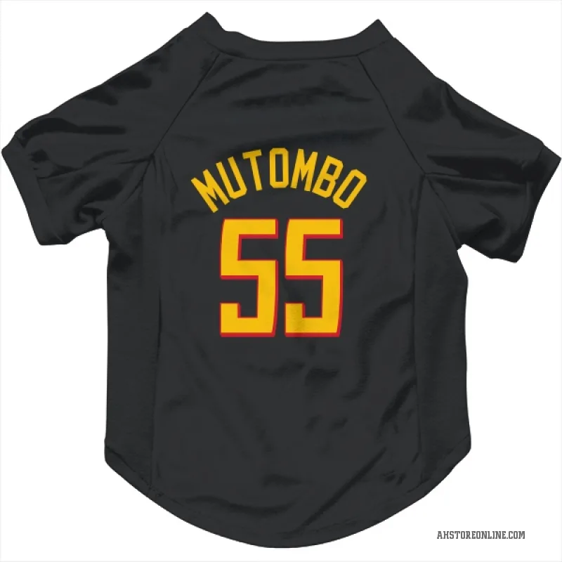 Dikembe Mutombo  Yellow Atlanta Hawks   Black Cat & Dog Pet Jersey