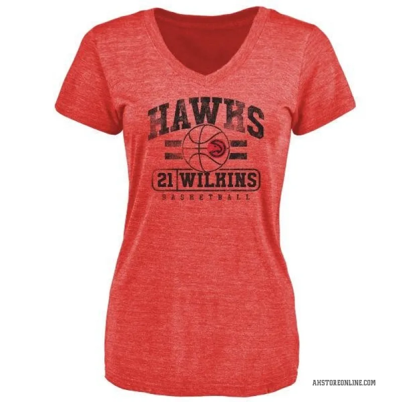 Dominique Wilkins Women's Red Atlanta Hawks Baseline T-Shirt