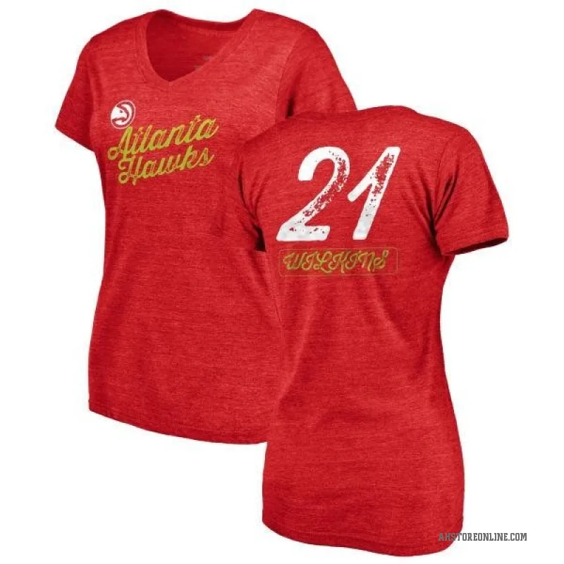 Dominique Wilkins Women's Red Atlanta Hawks Sideline V-Neck T-Shirt