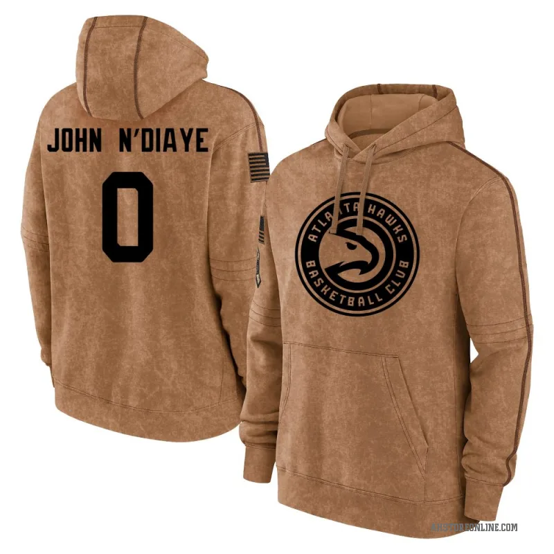 Eli John N'Diaye Men's Brown Atlanta Hawks 2023 Salute to Service Club Pullover Hoodie