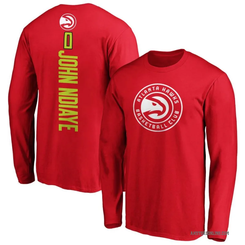 Eli John N'Diaye Men's Red Atlanta Hawks Backer Long Sleeve T-Shirt