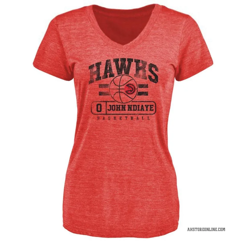 Eli John N'Diaye Women's Red Atlanta Hawks Baseline T-Shirt