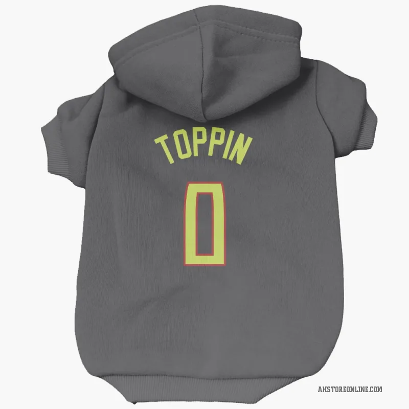 Jacob Toppin  Gray Atlanta Hawks  Cat & Dog Pet Hoodie