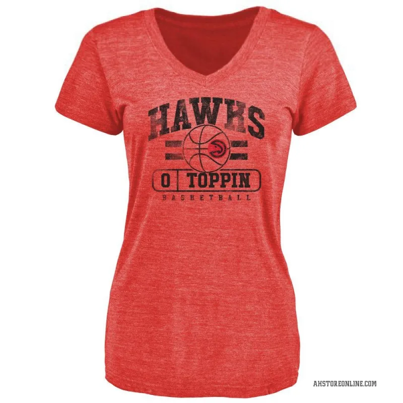 Jacob Toppin Women's Red Atlanta Hawks Baseline T-Shirt