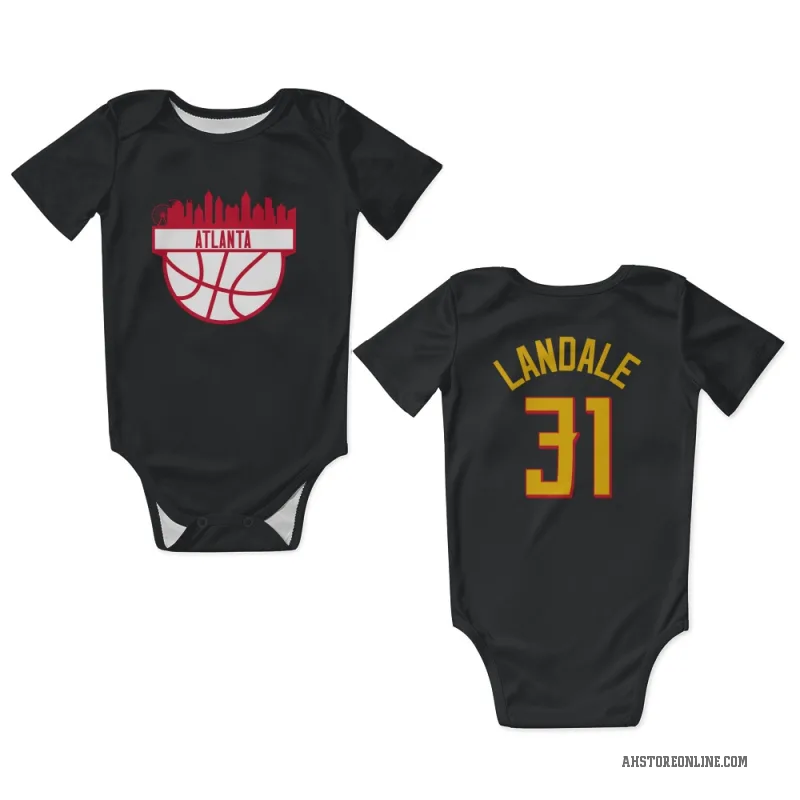 Jock Landale  Yellow Atlanta Hawks   Black Newborn & Infant Bodysuit