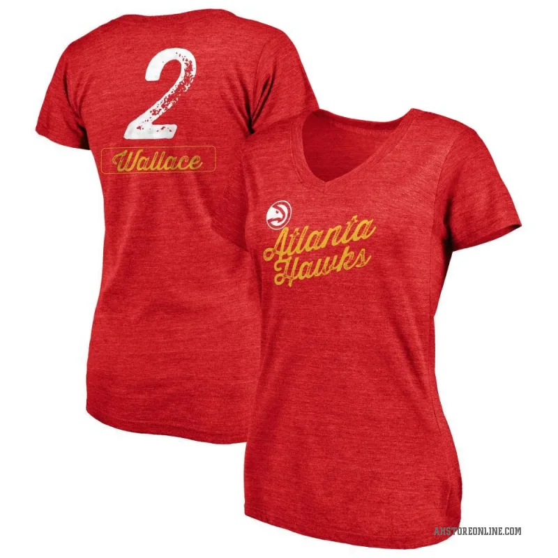 Keaton Wallace Women's Red Atlanta Hawks Sideline V-Neck T-Shirt