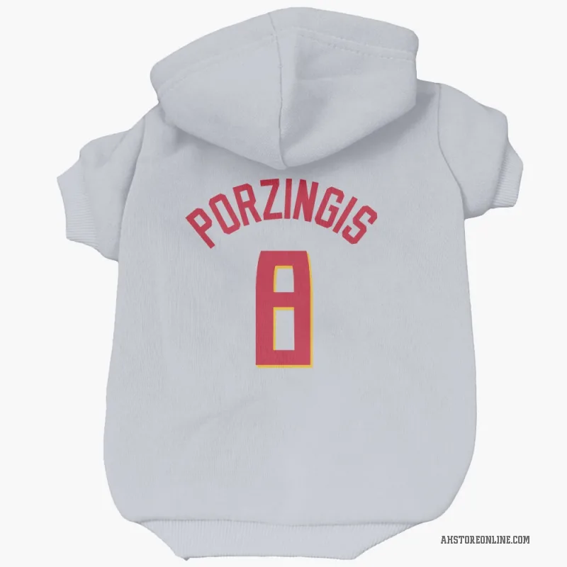 Kristaps Porzingis  White Atlanta Hawks   Cat & Dog Pet Hoodie