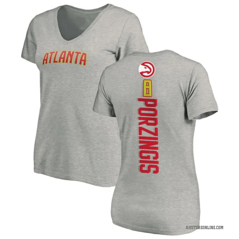 Kristaps Porzingis Women's Atlanta Hawks Ash Backer T-Shirt