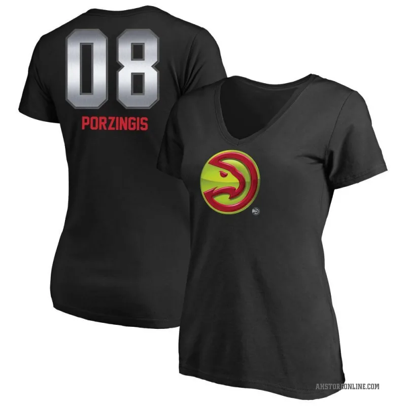 Kristaps Porzingis Women's Black Atlanta Hawks Midnight Mascot T-Shirt