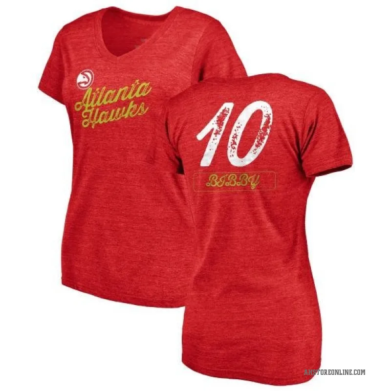 Mike Bibby Women's Red Atlanta Hawks Sideline V-Neck T-Shirt