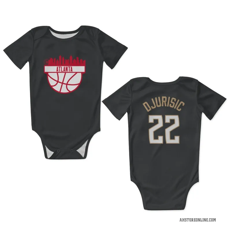 Nikola Djurisic  Black Atlanta Hawks  Newborn & Infant Bodysuit