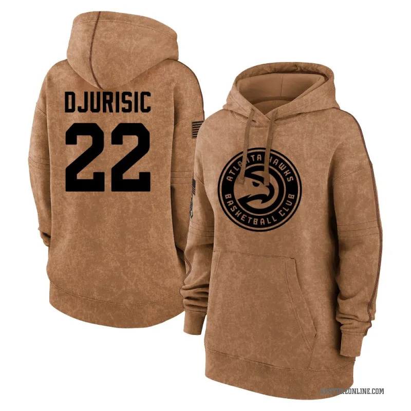 Nikola Djurisic Women's Brown Atlanta Hawks 2023 Salute to Service Pullover Hoodie