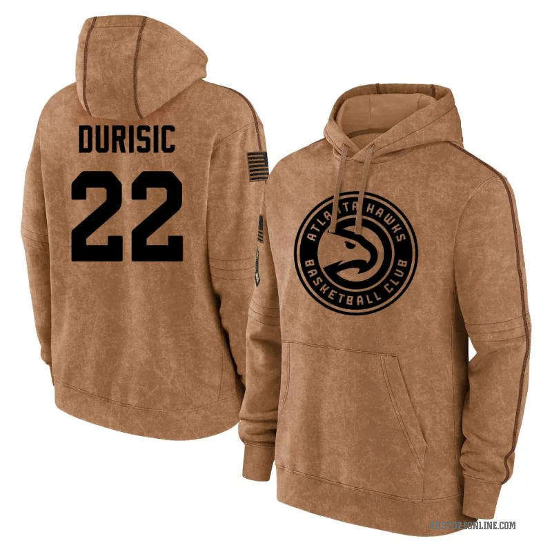 Nikola Durisic Men's Brown Atlanta Hawks 2023 Salute to Service Club Pullover Hoodie