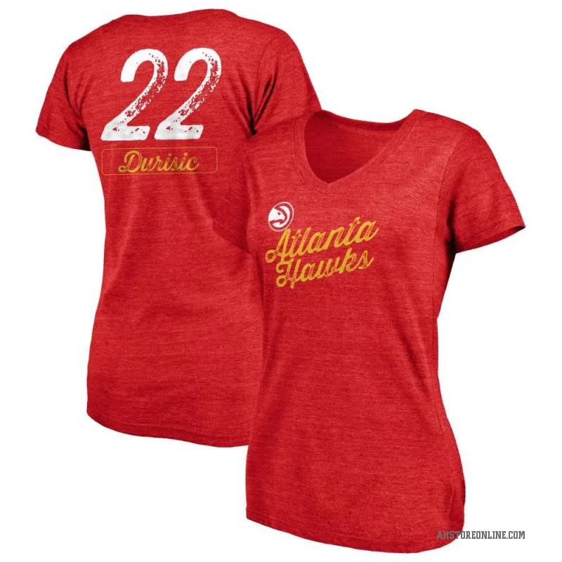 Nikola Durisic Women's Red Atlanta Hawks Sideline V-Neck T-Shirt