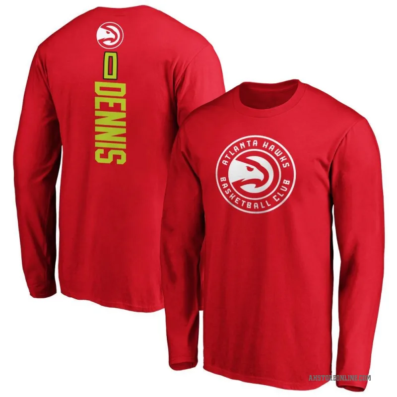 RayJ Dennis Men's Red Atlanta Hawks Backer Long Sleeve T-Shirt