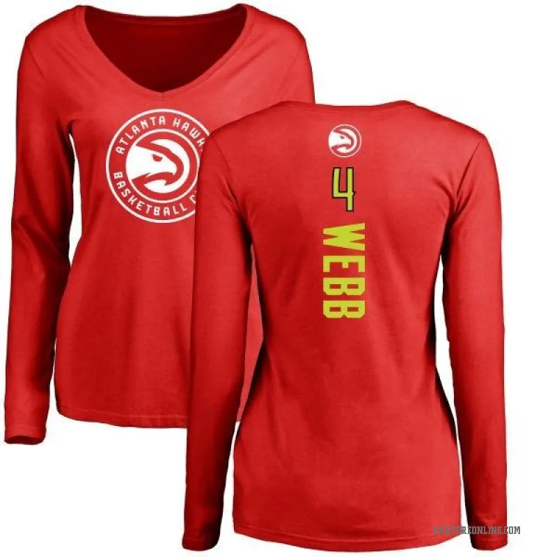 Spud Webb Women's Red Atlanta Hawks Backer Long Sleeve T-Shirt