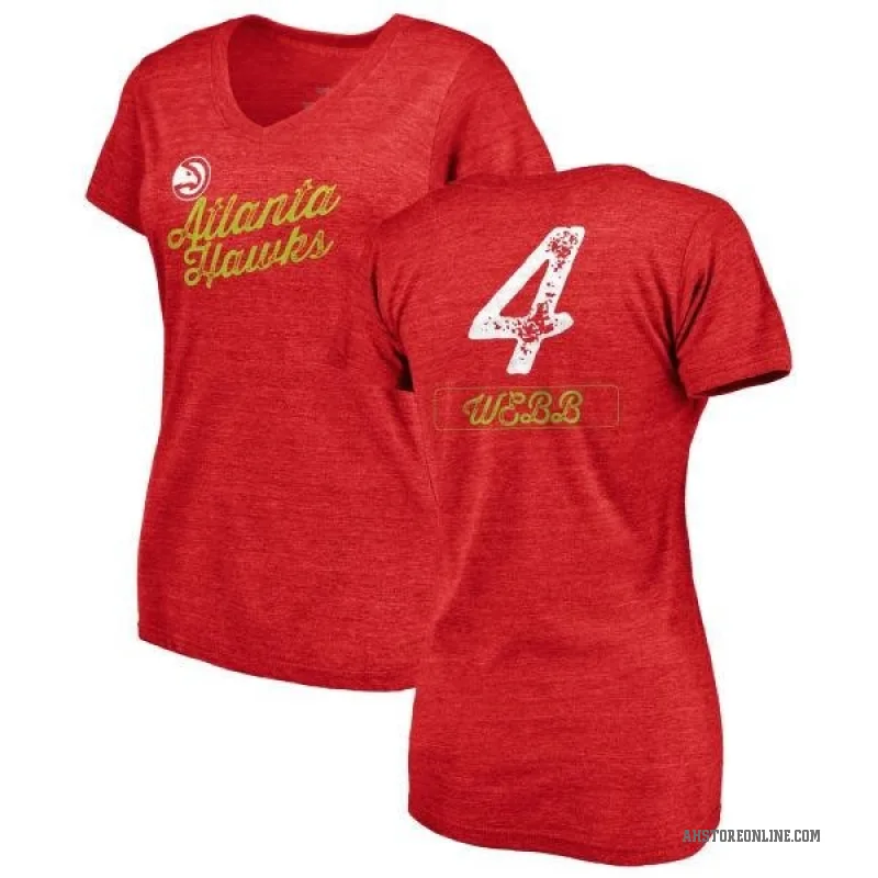 Spud Webb Women's Red Atlanta Hawks Sideline V-Neck T-Shirt