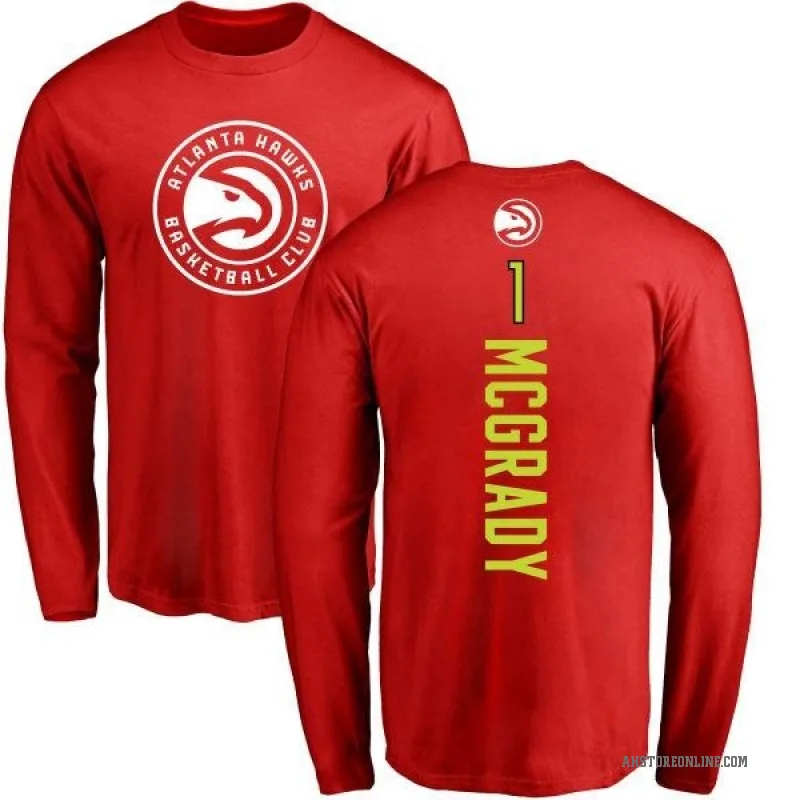 Tracy McGrady Men's Red Atlanta Hawks Backer Long Sleeve T-Shirt