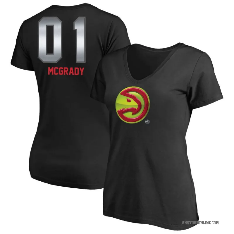 Tracy McGrady Women's Black Atlanta Hawks Midnight Mascot T-Shirt