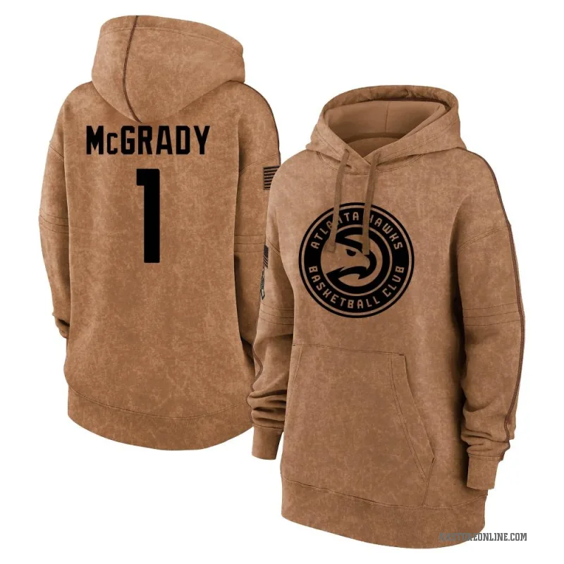 Tracy McGrady Women's Brown Atlanta Hawks 2023 Salute to Service Pullover Hoodie