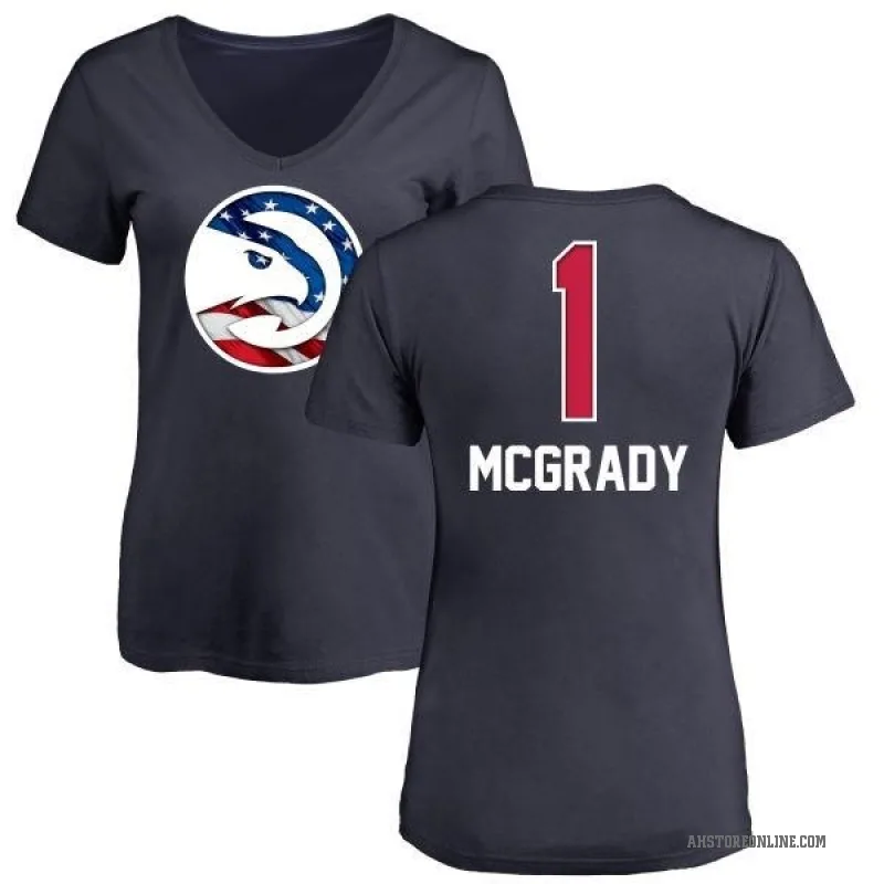 Tracy McGrady Women's Navy Atlanta Hawks Name and Number Banner Wave V-Neck T-Shirt