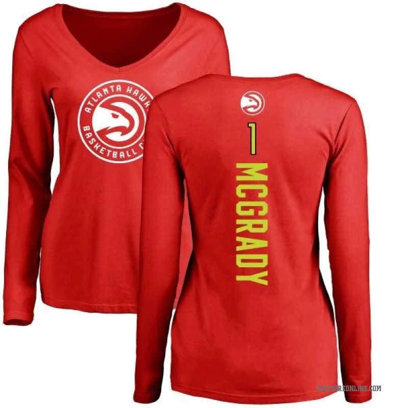 Tracy McGrady Women's Red Atlanta Hawks Backer Long Sleeve T-Shirt