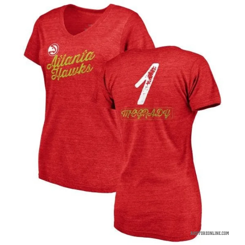 Tracy McGrady Women's Red Atlanta Hawks Sideline V-Neck T-Shirt