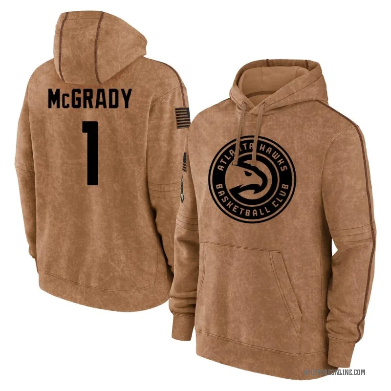 Tracy McGrady Youth Brown Atlanta Hawks 2023 Salute to Service Club Pullover Hoodie